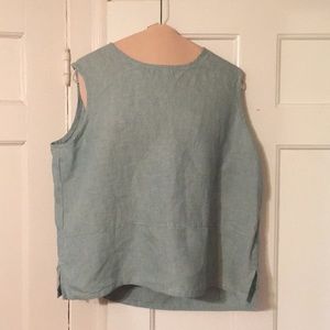 Bryn Walker sea green sleeveless top, 100% Linen